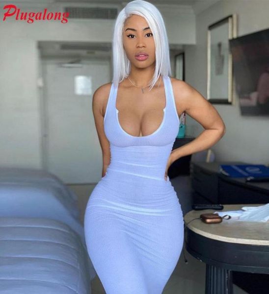 

plugalong low cut tank maxi dress 2021 bodycon casual dresses for women white long sundress sleeveless party spring fashion7378084, Black;gray