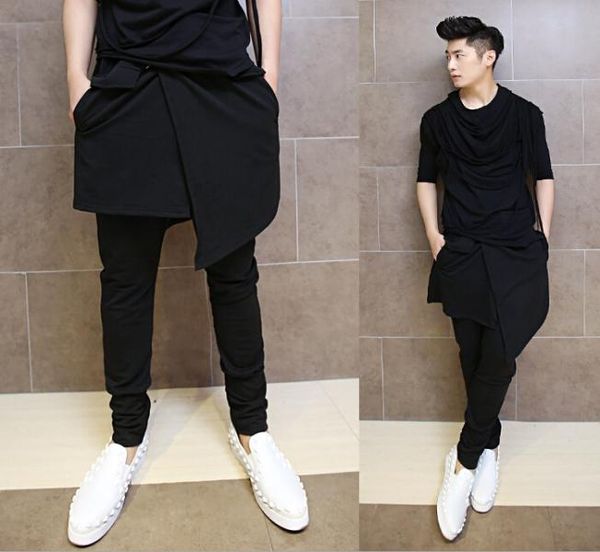 

wholehip hop fashion dance pants for men black drop crotch skirt skinny harem pants trousers3939159