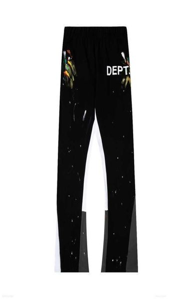 

men's pants ies dept designer sweatpants sports 7216b painted flare sweat pant hand-painted speckled patchwork drawstring men and y8ba5, Black
