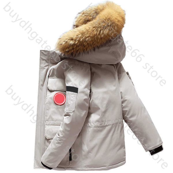 

e2a8 men's down jacket canadian fashion tooling parker coat winter new thick goose feather warm hooded couple coat, Black