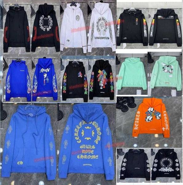 

0pfw men's hoodies sweatshirts chromese designer winter heart ch long sleeve jacket loose coat hooded hoody woman hip hop chromees hear, Black