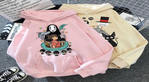 

totoro anime oversized hoodie plus size clothing clothes women sweetshirts spirited away long sleeve graphic hoodies5179667, Black
