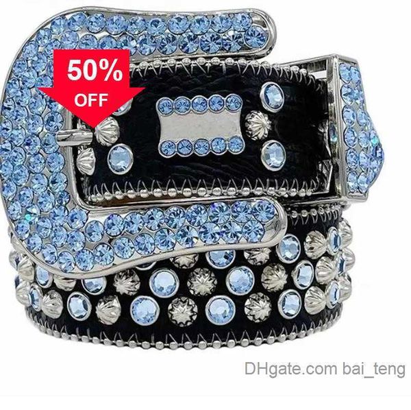 

2Luxury Designer Bb Belt Simon Belts for Men Women Shiny diamond belt Black on Black Blue white multicolour with bling rhinestones as gift 20d