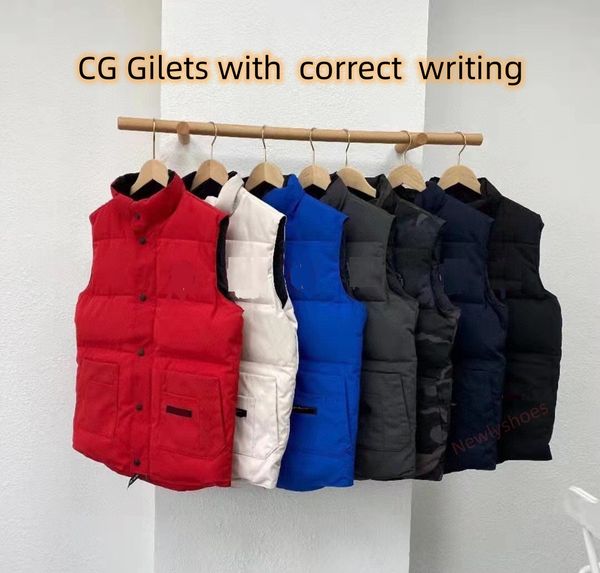 

designer down cg gilets cg winter warm canadaian designer luxury body warmer ruff men winter vest waistcoat goosing coat exterior winter gil, Black;white