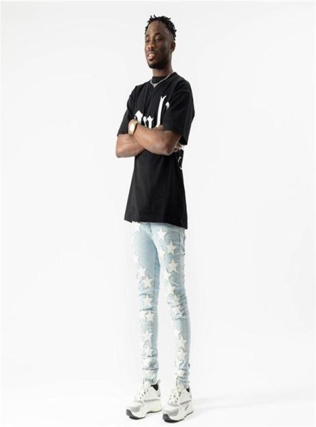 

men039s jeans high street full of stars fivepointed star leather wash european and american fashion brand31009223152, Blue