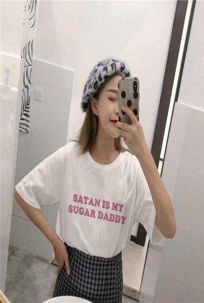 

summer fashion tee satan is my sugar daddy tumblr girls shirt aesthetic clothing baby kawaii casual harajuku tshirt8816566, White