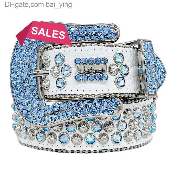 

1fashion belts for women mens designer bb belt simon shiny rhinestones multicolor holman01g, Blue;gray