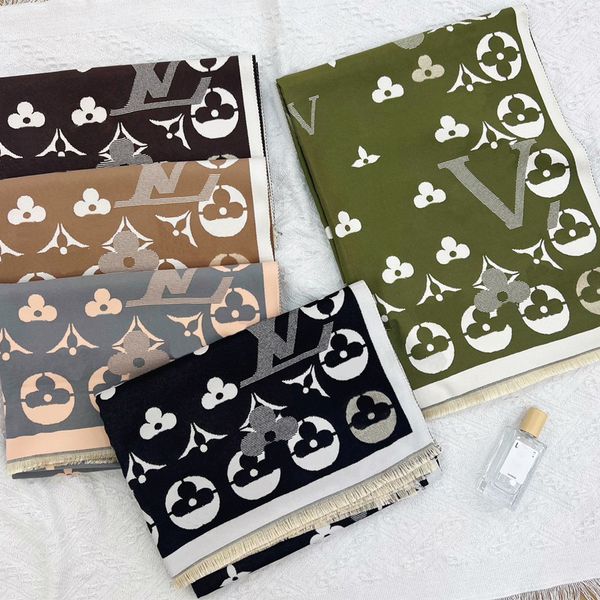 

designer scarves designer scarves designer scarf luxury scarf designers letter floral design christmas gift scarf temperament versatile styl, Blue;gray