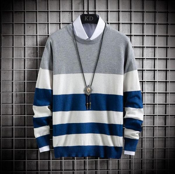 

men039s sweaters 2021 fashion sweater men fake twopiece male pullover long sleeve casual style patchwork loose mens winter aut8176743, White;black