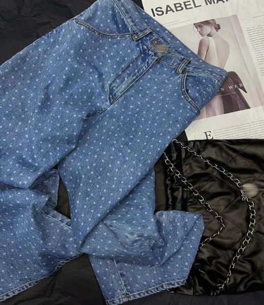 

milan runway women039s jeans 2023 new spring summer print fashion designer jeans brand same style pants 022126013980, Blue