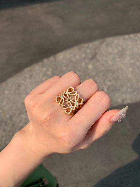 

luxury cluster rings brand designer copper with crystal alphabet wine big square charm ring for women jewelry wedding jewelry party gift, Silver