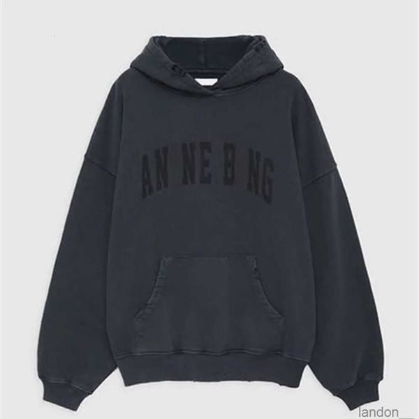 

23ss women desginer fashion cotton hooded new ab anines bing classic letter print wash water stir fry color snowflake loose sweatshirt hoodi, Black