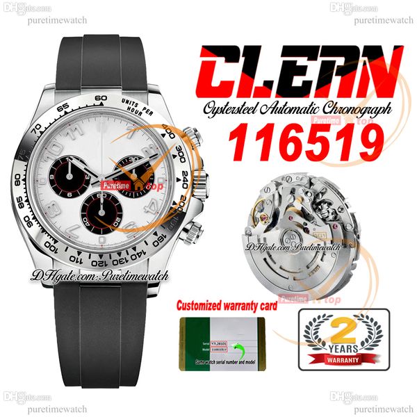 

cf clean factory sa4130 automatic chronograph mens watch 1165 steel case white black dial number marker oysterflex rubber strap super editio, Slivery;brown
