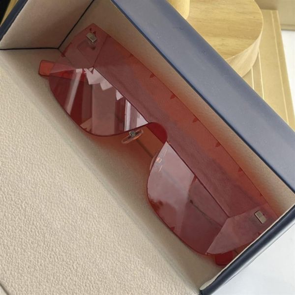 

red rimless frame city mask sunglasses for men flat glasses fashion sunnies shades uv400 eyewear with box247s, White;black