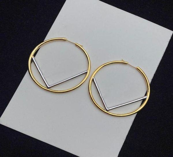

2022 hoop earring designer earrings for womens jewelry luxury fashion big circle stud letter f studs women party wedding hoops 2206612781, Golden;silver