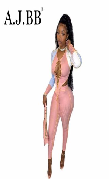 

women039s two piece pants 2021 autumn solid color stitching nightclub twopiece suit fashion oneck longsleeved shirt and6160515, White