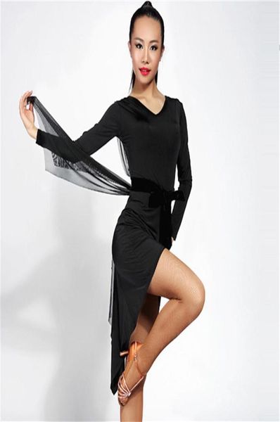 

new black latin dance dress irregular rumba sasa samba tango ballroom performance suit latin dress 001194t5218984, Black;red