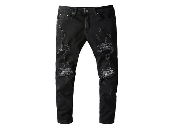 

2021 mens designer jeans distressed ripped biker slim fit motorcycle denim for men s fashion jean mans pants pour homm7391758, Blue