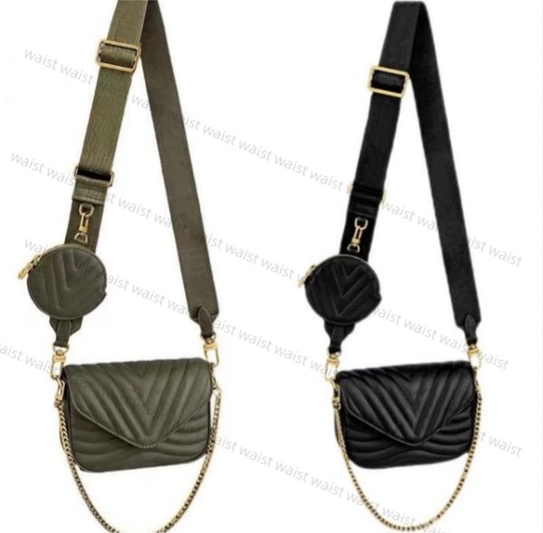 

5a new wave multi-pochette women designer crossbody bag fashion woman cross body bags quilted twin sets mini handbag chain round coin purses