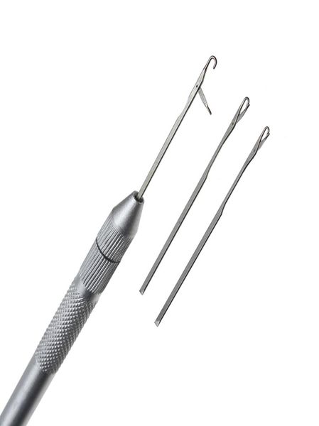 

1pcs metal keration hair needle and loop indian brazilian extension crochet knitting hook needles styling tools1919336, Silver