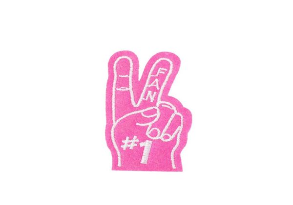 

10 pcs pink victory sign patches for clothing bags iron on transfer applique patch for jacket jeans sew on embroidery badge diy4991871, Black