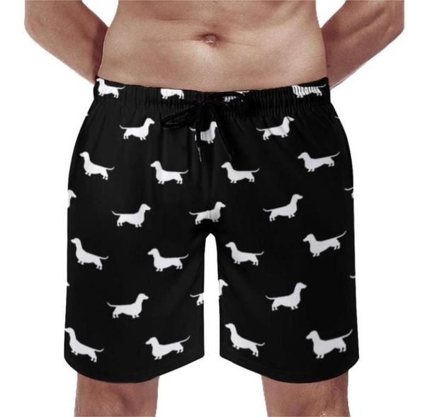 

men039s shorts wiener dog print board dachshund silhouette beach short pants males classic design swimming trunksm4283900, White;black