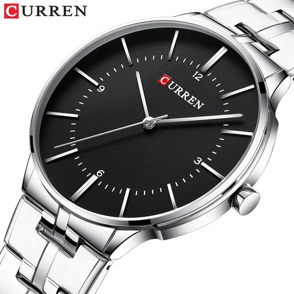

mens classic quartz analog watch curren luxury fashion business wristwatch stainless male sport watches clock relogio masculino2904, Slivery;brown