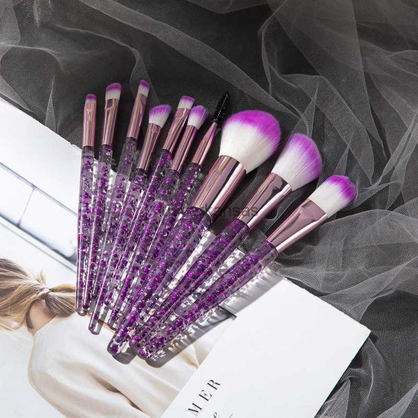

makeup brushes 10pcs glitter shinng crystal makeup brushes set cosmetic beauty powder brush concealer eye shadow complete makeup kit tool wo