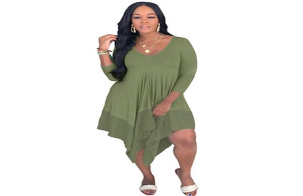 

women solid dresses summer fashion trend vneck long sleeve high waist plus size short skirts designer female casual loose pullove3761678, Black;gray