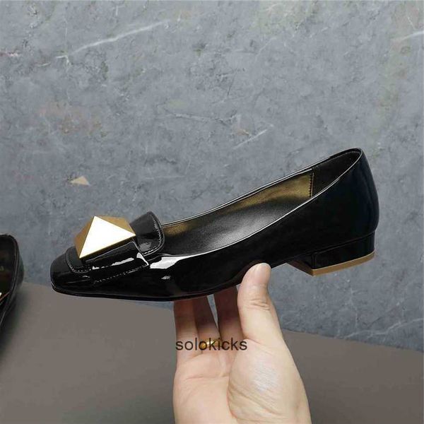 

business valentinolies wedding fashion shoes dress shoes casual women vdvx leather party high heel flat metal 02-016 buckle letter, Black