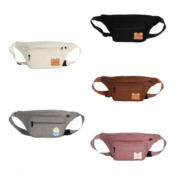 

waist bags cute bear corduroy bag zipper chest sport travel girl belt fashion 230821