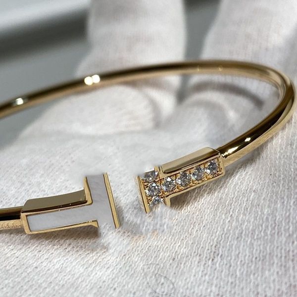 

bracelet designer bracelet t family's same style bracelet women's white shell bare body with diamond sterling silver 18k rose gold, Black