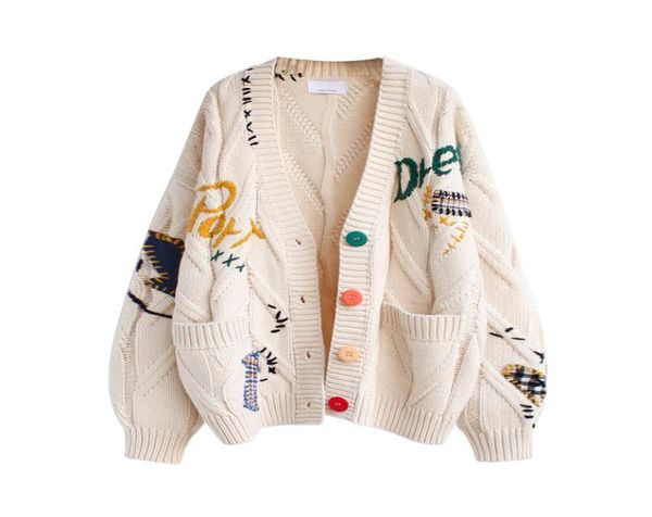 

new women sweater womens sweaters winter autumn cardigan cashmere blend fashion loose sweaters casual streetwear clothes jacket to2944080, White;black