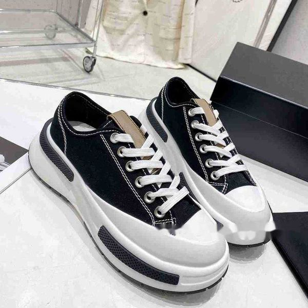 

designer sneaker cookie platform high canvas shoes women casual sneakers low cut classic increasing lace-up shoe eur35-40, Black