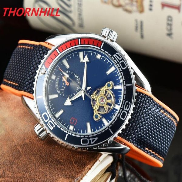 

mens watch mechanical automatic chronograph movement watches rubber fabric strap super luminous wristwatch 44mm montre de luxe322d, Slivery;brown