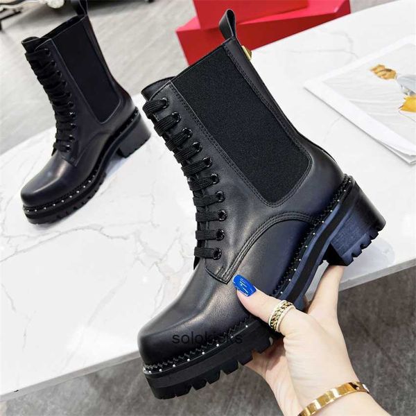

yt8s valentinolies fashion boots casual 01-08 women luxury design winter warm boots heel snow leather thick soled sock, Black