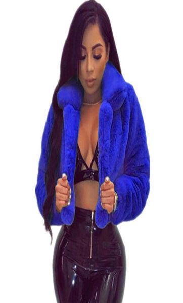 

women faux fur coat autumn winter long sleeve short jacket overcoat 6 colors casual solid warm plush outerwear5445619, Black
