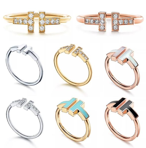 

double tshape band rings for women opening 925 sterling silver diamond pearl oyster ring fashion classic woman luxury jewelry bir1251777