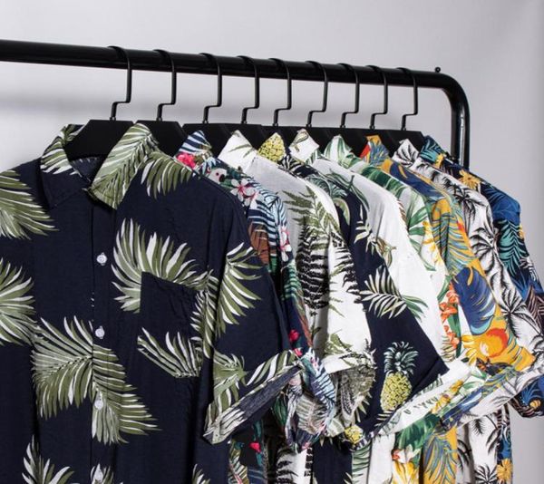 

summer hong kong style casual thin shirt floral digital printing beach loose men039s shortsleeved3160634, White;black