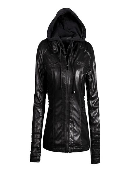

faux leather pu female jacket coat women hoodies winter moto leather jacket turn down collor ladies zipper outerwear plus size7371261, Black;brown