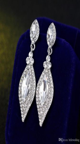 

shining fashion crystals earrings rhinestones long drop earring for women bridal jewelry wedding gift for bridesmaids bw0122374891, White