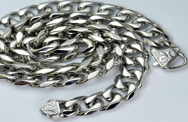 

silver tone stainless steel mens necklace solid cuban curb chain24quot 135mm n3358121667