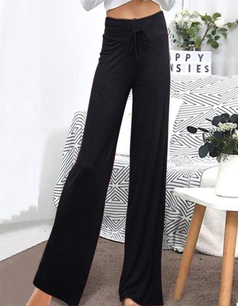 

women's pants & capris kancoold casual loose solid color yoga sport long wide leg pantn pour femme trouser suits1636607, Black;white