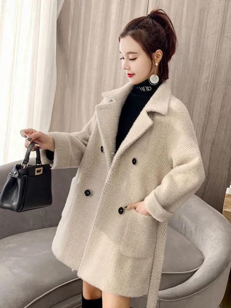

womens wool blends jackets for women coat office lady trench in autumn winter jacket oversize commuting parkas korean fashion 230818, Black