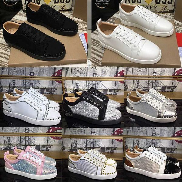 

with box loubutins christians red-bottomes 2022 designer shoes studded spikes sneakers men women trainers fashion platform insider sneaker l, Black