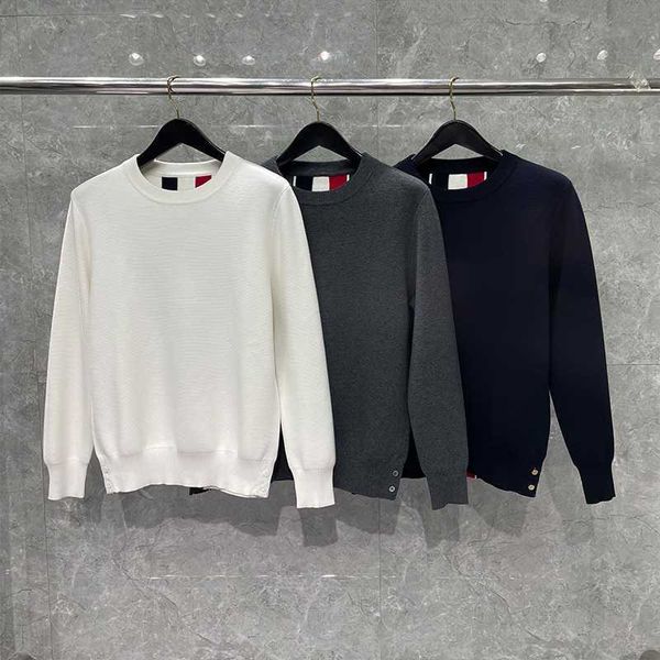 

tb thom men's sweater autumn fashion brand coats fine cotton rwb center back stripe knit pullover crewneck wholesale tb sweaters, White;black