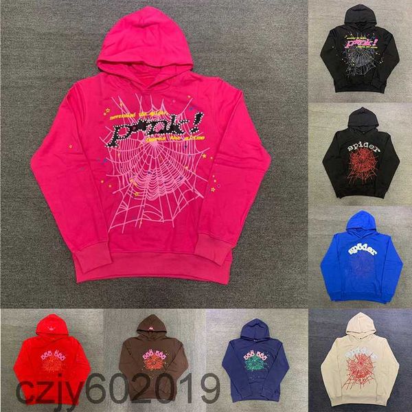

sp5der hoodies young thug 555555 angel pullover pink red hoodye pants men quality shoe sp5ders printing spiders hoodie web sweatshirts, Black