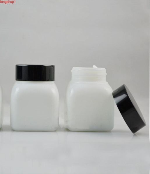 

50g opal glass bottle cream jar square aluminum black cap white lid empty refillable cosmetic containers packaginggood quantit1889430