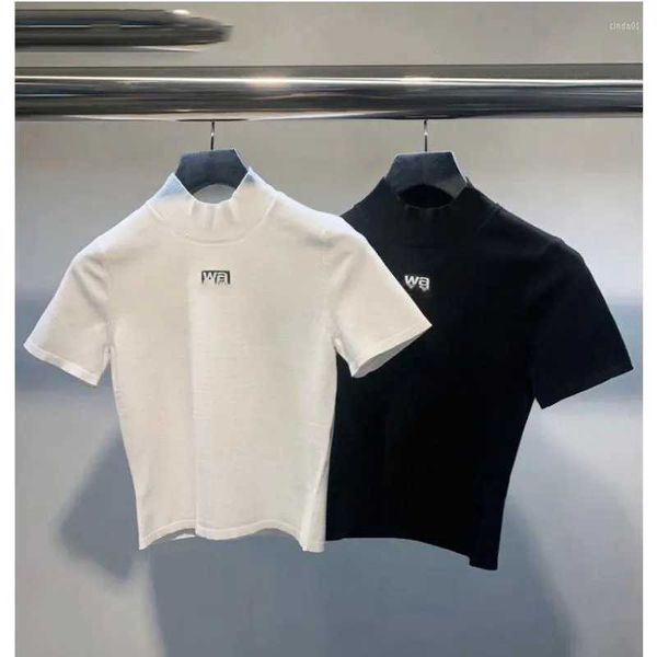 

women's designer t shirts slim-fit knited tshirts for women summer print letter pullover short sleeve t-shirt female crop graphic tees, White