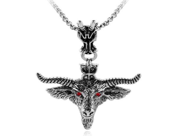 

pendant necklaces budrovky pentagram goat head necklace amulet sabbatic occult red eye for women men fashion jewelry collar choker4718260, Silver